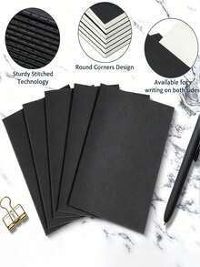 4pcs Mini Notebooks, Pocket Journals, Memo Pads, Logbooks, 64 Pages Black Exercise Books, Kraft Paper - Multiple Styles - View 7