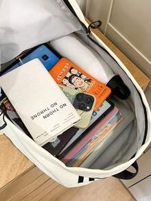 1個男童女童字母尼龍拉鍊開合休閒後背包 學生書包 適合四季日常使用 - A - 查看 9