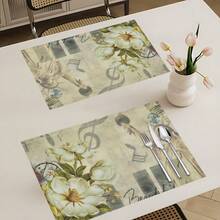 1 pièce/4pcs/6pcs, Décoration d'intérieur, Napperons en lin imprimés avec motif de collage artistique vintage, convenant pour la table à manger, décoration toutes saisons pour le printemps, l'été, l'automne, l'hiver, style moderne lavable, décoration de chambre, napperons, sous-verres, napperons de table de cuisine, décoration de fête intérieure et extérieure, décoration d'intérieur, cadeau idéal - Multicolore - Voir 2