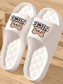 All Seasons New Comfortable Soft Fashionable Versatile Home Black Minimalist Fish Scale Design Thick Sole Lightweight EVA Material Bathroom Slip-On Men's Slides (Suggested To Choose Appropriate Size Based On Your Foot Length) - White - View 2