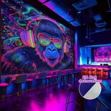Neon Party Glow Tapestry - A UV-Reactive Wall Decor Suitable For Black Light Parties, Festivals And Events - Featuring Colorful And Designs That Can Light Up Any Area. - Multicolor - View 7