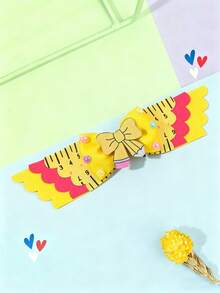 1pc Back To School Hair Bow For Girls Cute Pencil Ruler Bow Hair Clip Yellow Red Grosgrain Ribbon Hair Barrette Tees Hair Accessories - Yellow - View 12