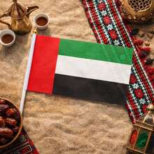 VENTDEPOT Bandera Emiratos Árabes Unidos, MXAED-000, 1Pza, Emiratos Árabes Unidos, 14x21cm, Tela Poliéster, Asta Plástico. - Multicolor - Ver 5