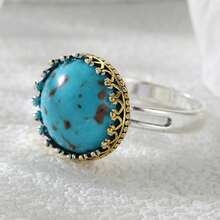 Vintage Oversized Oval Ring, Antique Finish; Bohemian Style Accessory - Two-color - View 4