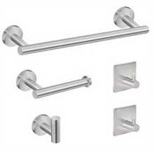 5pcs Upgraded Stainless Steel Bathroom Hardware Set, Cabinet Towel Bar Wall Mount Bathroom Organizer, Modern Bathroom Accessories Set, Wall-Mounted Space-Saving, Waterproof And Rust-Proof, Suitable For Bathroom And Kitchen Towel Rack, Paper Holder, Hooks, Can Hang Towels, Paper, Bath Towels, Clothes - Multicolor - View 14