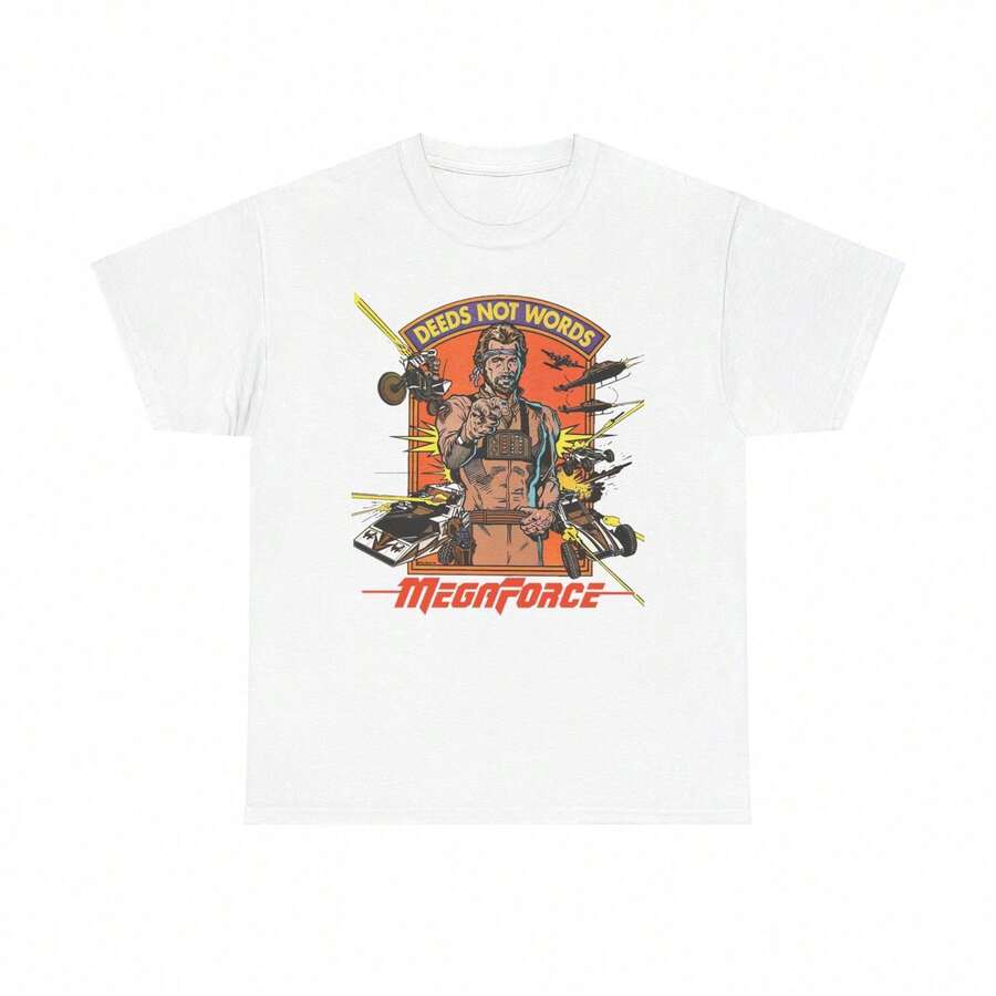 Megaforce Deeds Not Words 1982 Movie T-Shirt - Green - View 1