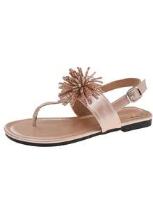 Women's Casual Daily Vacation Beach Flat Flip Flops - Baby Pink - View 13