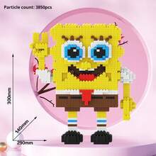 SpongeBob SquarePants 3800+片方形派翠克積木,卡通DIY小顆粒組裝雕像。鮮豔色彩與逼真設計,適合桌面裝飾,生日、返校和畢業季的理想禮物。(隨機款式) - 彩色 - 查看 9