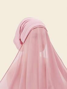 1件 70*180cm 女用素色便利雪紡長圍巾附管帽一體式，希賈布，適合約會、休閒與正式場合 - 彩色 - 查看 10