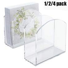 1/2/4pcs Clear Acrylic Napkin Tissue Holder For Table,Tissue Paper Cocktail Napkin Holder For Desktop, Dinner Napkin Dispenser For Bar, Restaurant - Multicolor - View 8