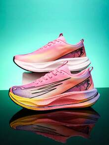 Women's Running Shoes, Women's Fashion Thick Sole Sneakers Carbon Plate Shock Absorbing Sole Casual Sports Shoes, Height Increasing Footwear Suitable For Marathon Running, Gym Workout, Outdoor Activities, Thick Sole Walking Shoes All Seasons - Interstellar Blue - View 1