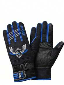 Waterproof, Non-Slip Motorcycle Gloves With Finger Grips - Azul - Ver 6
