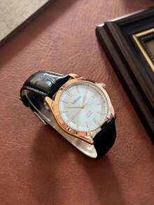 1pc Fashionable Elegant Men's Quartz Watch, Suitable For Daily Matching, Birthday/Graduation Gift, Casual Gathering Wear - Black - View 5