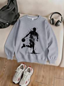 2pcs/Set Boys Casual Versatile Sports Long Pants, Printed With Silhouette Basketball Player Graphic, Suitable For Spring/Summer, Autumn, Family Gatherings, Back To School, Sports And Other Occasions - Multicolor - View 5