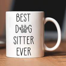 [24-Hour Shipping Within Mexico] Double-Sided Print Mug "Best Dog Caregiver Ever" White Ceramic Coffee Mug - Insulated, Reusable With Paw Print Design - Ideal Gift For Pet Lovers On Birthdays, Holidays, Christmas, Valentine's Day, Best For Christmas - 2 - 查看 3