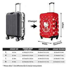 Miniso 復古 Hello Kitty 紅色波點行李箱套，彈性可水洗行李箱保護套，花卉邊框防刮防塵旅行保護套 - 顏色 - 查看 4
