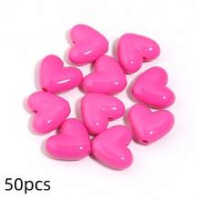 50pcs 3D Acrylic Candy Color Heart Beads, Shiny Colorful Heart-Shaped Beads For DIY Jewelry Making, Necklace, Earrings, Bracelet, Keychain Decorative Accessories - Heart-shaped - View 24