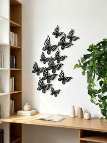 24pcs/Set 3D Double Layer Butterfly Wall Stickers, Modern Style Butterfly Decals, Self-Adhesive Wall Stickers, Party Decoration, Suitable For Living Room And Bedroom - A - View 8