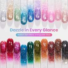 Beetles 23Pcs Glitter Gel Polish Set, 20 Colors Diamond Shimmer Gel With Base & Top Coat, UV LED Soak Off - 20 Colors Party Auras - 查看 5