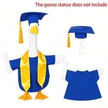 Disfraz de Ganso de Temporada de Graduación Color Burdeos, Traje de Ganso de Plástico para Césped, Gorro y Toga de Graduación con Chal, Adecuado para Estatuas de Ganso de Hormigón, Decoración de Arte para Patio Exterior, Jardín y Césped (Estatua de Ganso No Incluida) - A - Ver 9