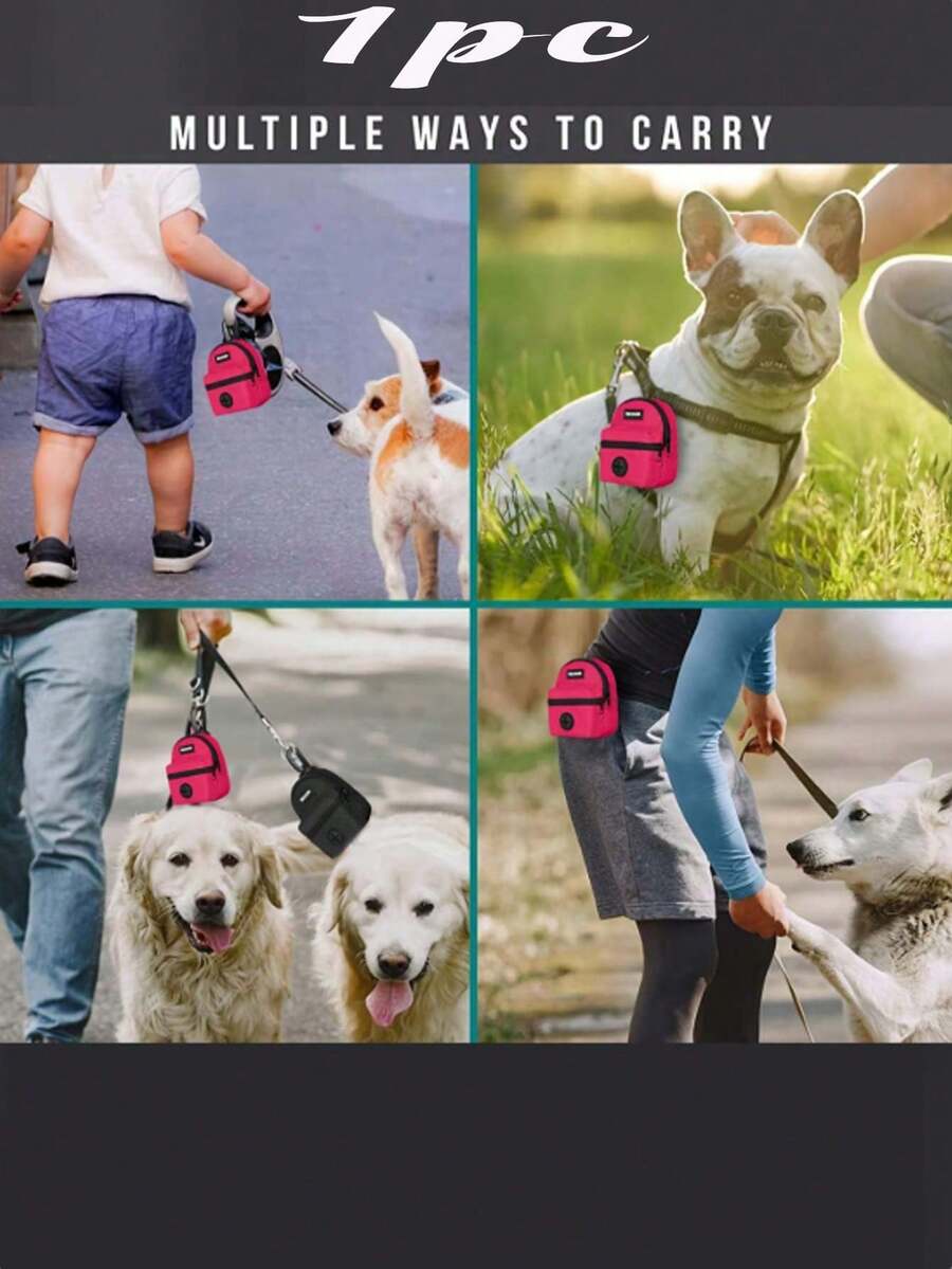 Multi-Color Dog Treat Bag Set, Dog Poop Bag Dispenser, Suitable For Leash, Pet Snack Container With Inner Bag, Fit For Small Dogs, Great For Training And Walking, Hands-Free Dog Waste Bag Dispenser, Dog Travel Accessories - Multicolor - View 1