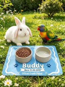 1pc Customized Pet Feeding Mat, Personalized Pet Photo + Name Mat, Personalized Dog Feeding Mat, Customized Cat Floor Mat, Unique Gift For Pet Lovers, Ideal Birthday Choice - Multicolor - View 1