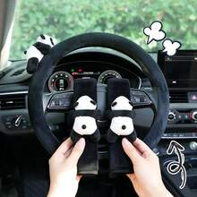 1-3 buah Sarung Setir Mobil Panda Lucu Pelindung Bahu Sarung Pegangan Hangat Mewah Dekorasi Interior Mobil Viral Pelindung - Satu-Ukuran - View 2
