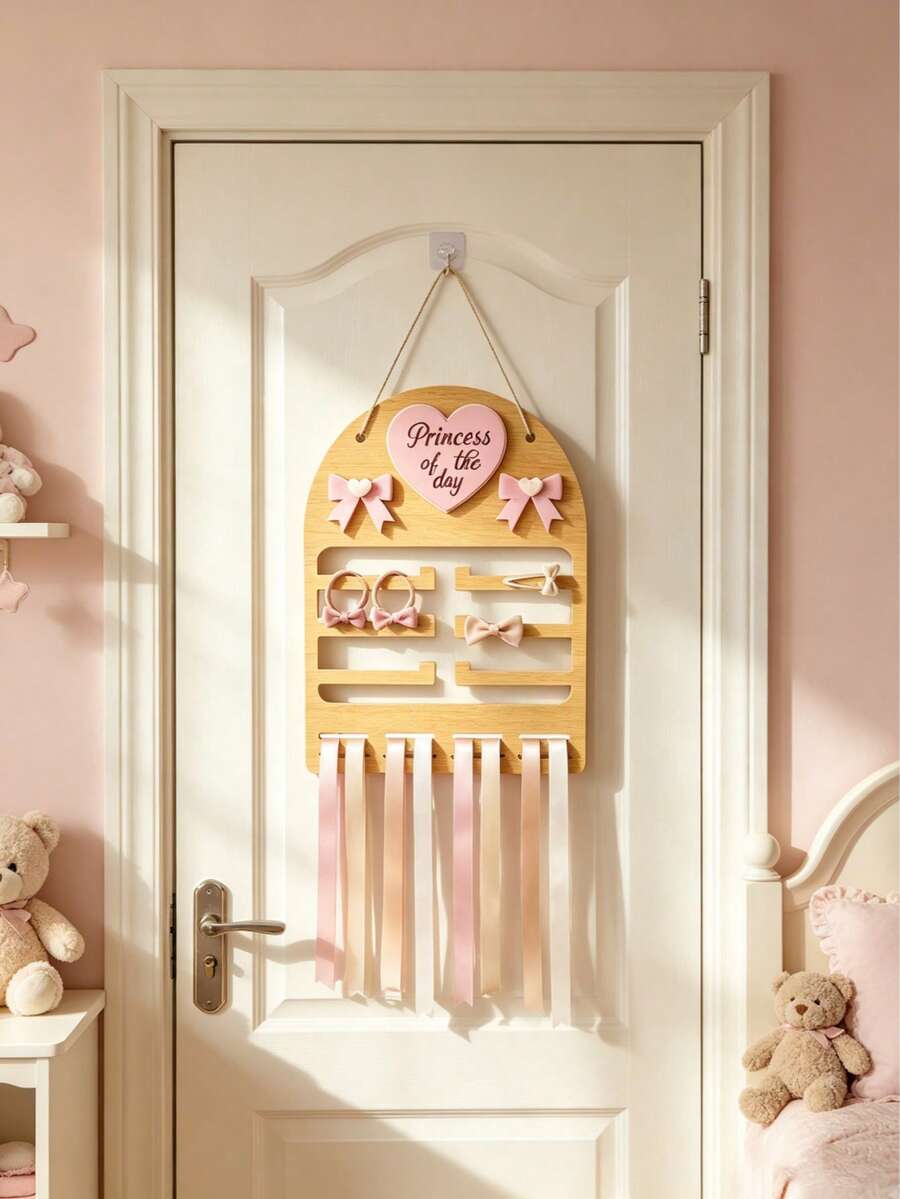 1 Stück Holz Schleife Haarspange Display Aufbewahrungsständer, Neugeborenen Essentials, Mädchenzimmer Dekoration, Schlafzimmer Essentials, Kinderzimmer Haarzubehör - Verschiedenfarbig - Übersicht 1