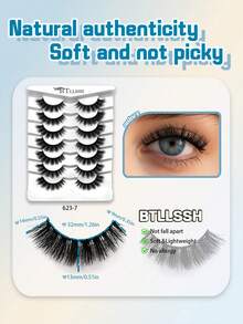 7 Pairs Of Fluffy Eyelashes With Extended Outer Corners - Black - View 5
