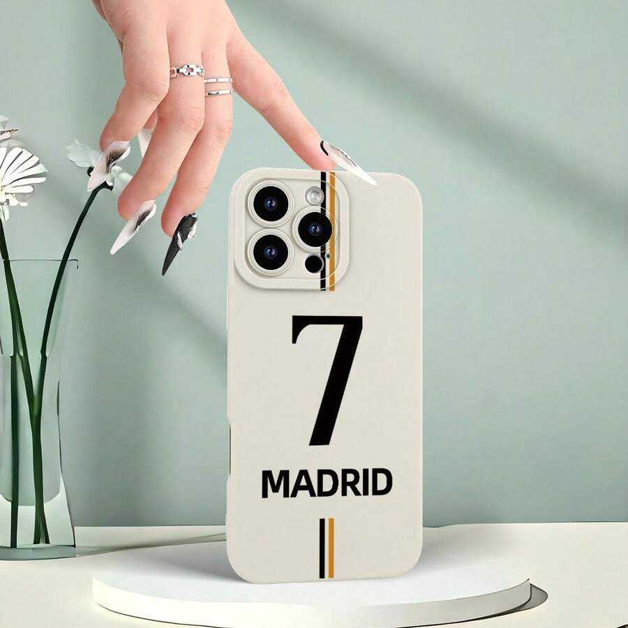 [Local Delivery Within 24 Hours], Classic Light Luxury Texture, No. 7 Phone Case, TPU Material, Highly Recognizable Black And Gold Color-Blocking Design, Shockproof, Wear-Resistant, Skin-Friendly Soft Case, Suitable For Apple 17/16/15/14/13/12/11/X/Xs/Pro/Plus/Pro Max, As Well As  S21/S22/S23/S24/S25/S26FE/Ultra/Plus/Edge And , , And Other Models.   The First Choice For Footba - Image 1 Pcs - View 1