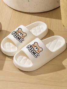 All Seasons New Comfortable Soft Fashionable Versatile Home Black Minimalist Fish Scale Design Thick Sole Lightweight EVA Material Bathroom Slip-On Men's Slides (Suggested To Choose Appropriate Size Based On Your Foot Length) - White - View 3
