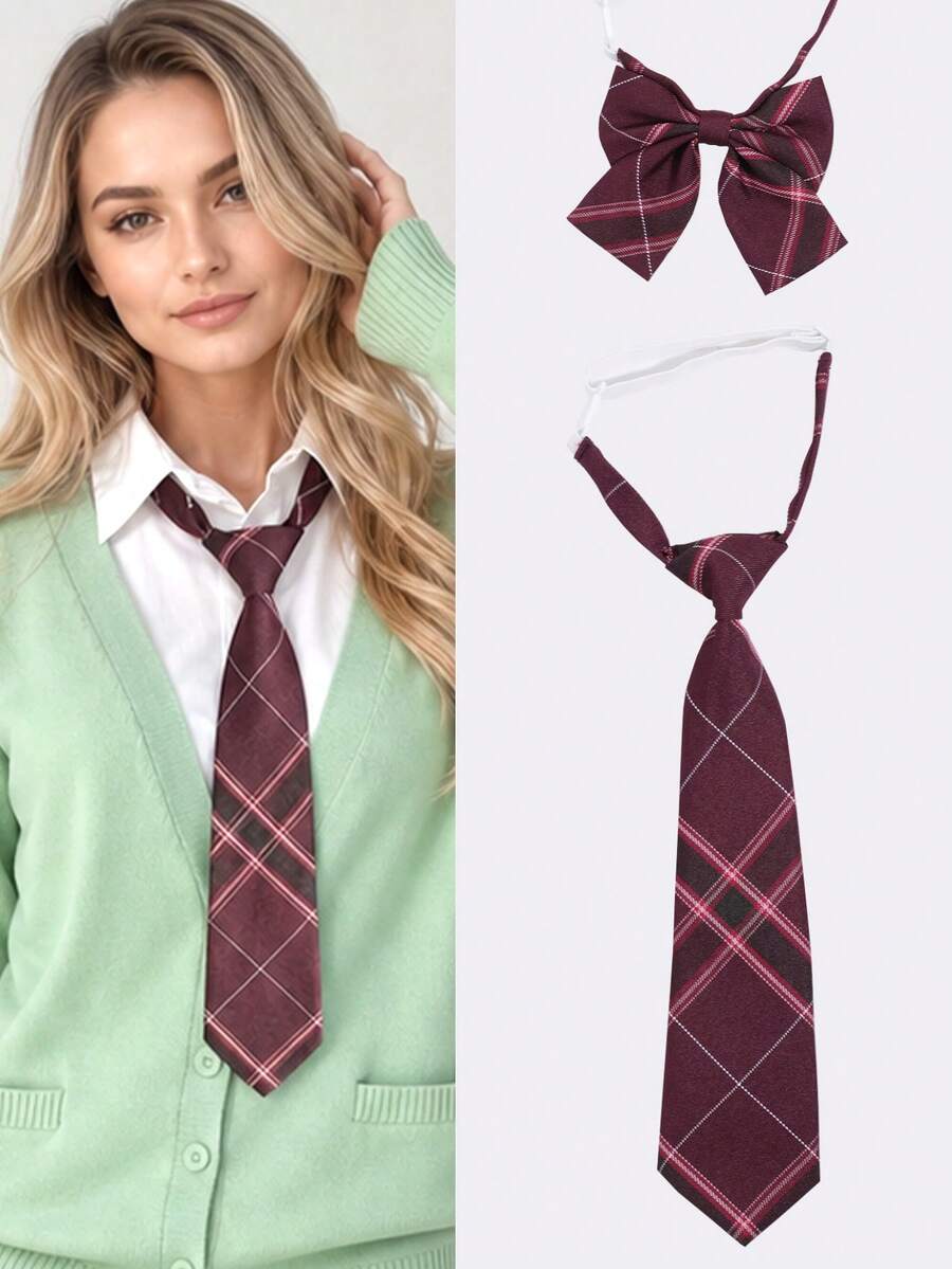 2pcs/Set Fashion Casual JK Bow Tie & Tie Set, Suitable For School Style, Cosplay - Multicolor - View 1