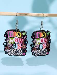 1 Pair Exquisite Cute Creative Unique Design Cool Fun His Way Is Better Leopard Print Star Acrylic Earrings Women's Daily Holiday Party Gift Jewelry - Multicolor - View 4