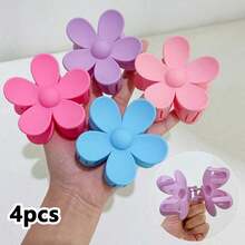 4Pcs Girls Flower Hair Clips, Large Claw Clips, Fashion Bohemia/Boho Nonslip Big Daisy Jaw Clamps Matte Hair Barrette Hair Accessories For Daily Use - Multicolor - View 1