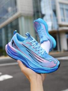 Women's Running Shoes, Women's Fashion Thick Sole Sneakers Carbon Plate Shock Absorbing Sole Casual Sports Shoes, Height Increasing Footwear Suitable For Marathon Running, Gym Workout, Outdoor Activities, Thick Sole Walking Shoes All Seasons - Interstellar Blue - View 7