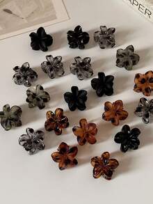 20入迷你花朵髮夾 玳瑁色前瀏海側邊豹紋小抓夾 可愛側髮夾 迷你瀏海髮針 髮抓夾 髮飾 - 彩色 - 查看 6