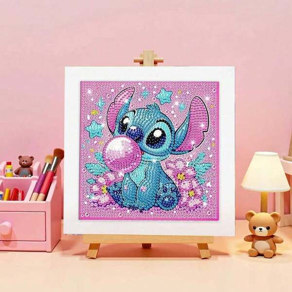 Hasbro 18*18cm 卡通史迪奇鑽石畫 全鑽貼鑽刺繡室內裝飾 手作 DIY 半成品