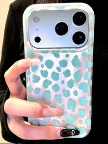 1 pieza Funda de teléfono a prueba de golpes con estampado de leopardo 14/13/17/16/15 Pro Max - Azul - Ver 2