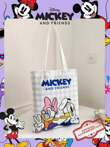 1 pieza Bolsa de lona con estampado oficial de Disney Pato Donald/Pato Daisy, bolso de mano de dibujos animados lindo para niñas, bolsa tote de gran capacidad, bolsa de compras plegable, bolso de hombro ligero, adecuado para estudiantes/estudiantes universitarios/adolescentes/jóvenes, adecuado para uso diario/salidas/compras/desplazamientos - Azul - Ver 10