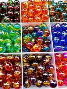 50 piezas de cuentas de 8 mm transparentes con línea dorada cepillada de doble color, accesorios sueltos para hacer joyas DIY, llaveros y cadenas de teléfono - Cuentas de hilo de oro cepillado - Ver 2