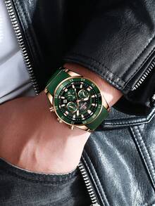 REWARD Men's Quartz Watch Business Fashion Style Date Display Luminous Hands Multi-Function High Quality Gift Classic Design Silicone Strap - Army Green - View 8