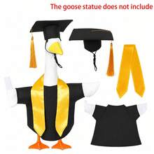 Disfraz de Ganso de Temporada de Graduación Color Burdeos, Traje de Ganso de Plástico para Césped, Gorro y Toga de Graduación con Chal, Adecuado para Estatuas de Ganso de Hormigón, Decoración de Arte para Patio Exterior, Jardín y Césped (Estatua de Ganso No Incluida) - A - Ver 10