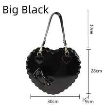 Bolsos de mano de PU con forma de corazón para niñas, decoración con lazos, bolsos de hombro japoneses, monederos de concha Kawaii de dos tamaños, bonitos bolsos de mensajero rosas, regalos - Rosa pequeño - Ver 10