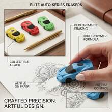 1/8pcs Pcs Random Color Creative Cartoon Car Shape Eraser, Disassemblable & Reassemblable Soft Cleaning Eraser For 2B Pencils Study,Back To School - A - View 2