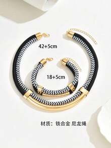 Bộ 2 chiếc/Bộ dây chuyền choker thời trang đa năng nhiều màu đen, phong cách Châu Âu và Mỹ - Nhiều màu - Xem 5