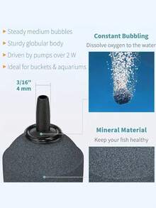 Diffuser Oksigen Gelembung Batu, Juga Dikenal Sebagai Batu Udara Bulat, Cocok Untuk Akuarium, Tangki Ikan, Kolam dan Sistem Hidroponik. Tidak Perlu Pengisian Daya atau Baterai. - abu-abu - View 7