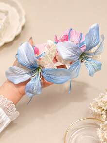 1 Stück Mädchen Mori-Stil blaue Spitzenblumen-Haarspange, geeignet für Strandurlaub, Ausflüge und Fotoshootings - Verschiedenfarbig - Übersicht 7