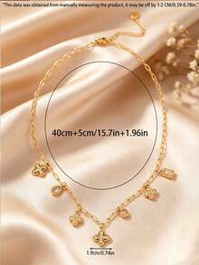 Camhanno 2 dây chuyền nữ bền bỉ, đế thép không gỉ mạ vàng 18K, chống trầy xước và mài mòn tuyệt vời, màu sắc thanh lịch vượt thời gian, phù hợp cho người tiêu dùng chú trọng chất lượng thích đeo lâu dài - Vàng - Xem 4