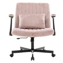 Velvet Office Chair For Home Office – Height-Adjustable Swivel Chair With Folding Armrests And Quiet Casters – Stylish Fabric Office Chair For Home Offices And Small Spaces - Pink - View 1