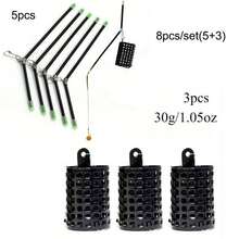 Avlcoaky 8pcs Fishing Feeder Set - 5pcs Anti-Tangle Feeders With Clips & 3pcs Metal Cage Bait Holders, Carp Fishing Tackle Accessories - Multicolor - View 13
